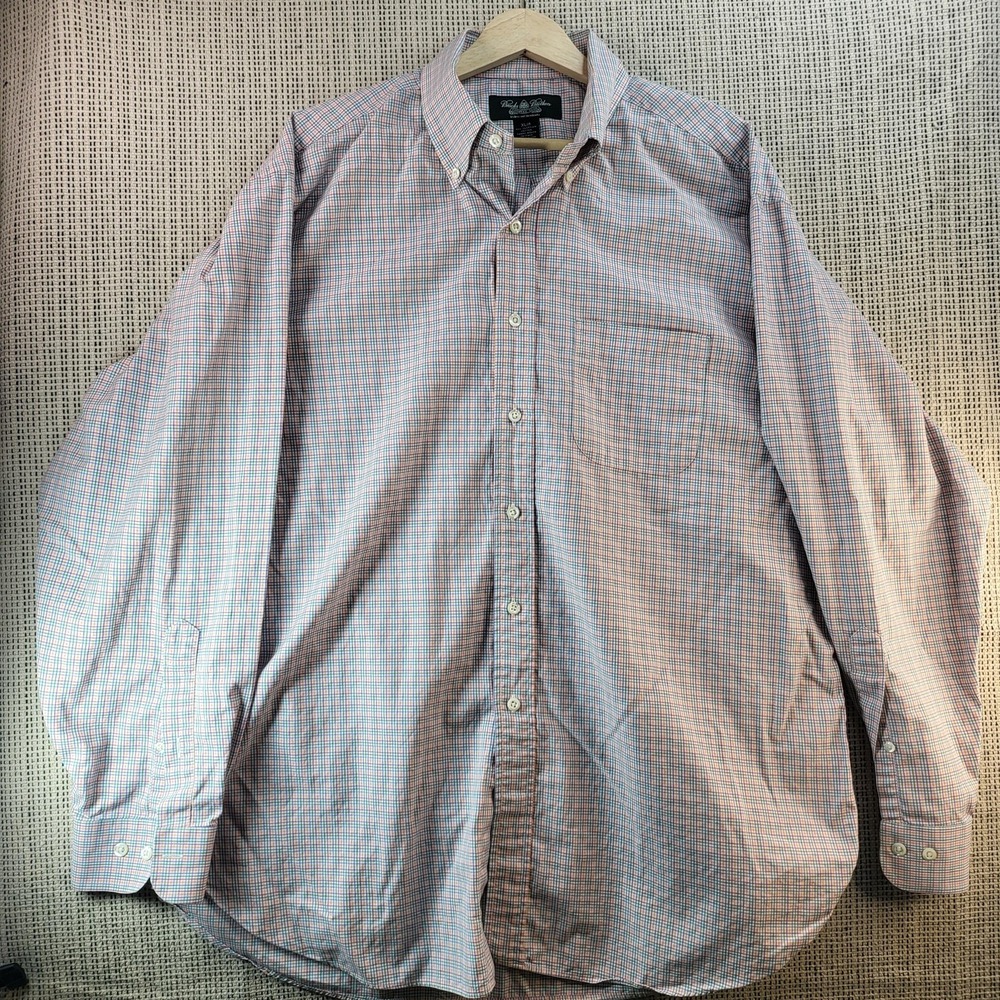 Brooks Brothers Shirt Mens XL Multicolor Plaid Egyptian Cotton Button Down